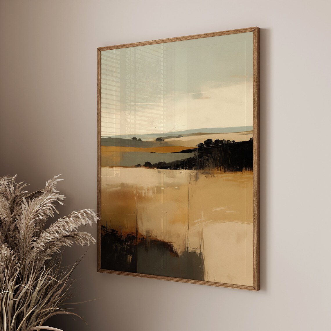 Abstract Beige And Brown Landscape, Minimalist Japandi - Image 4