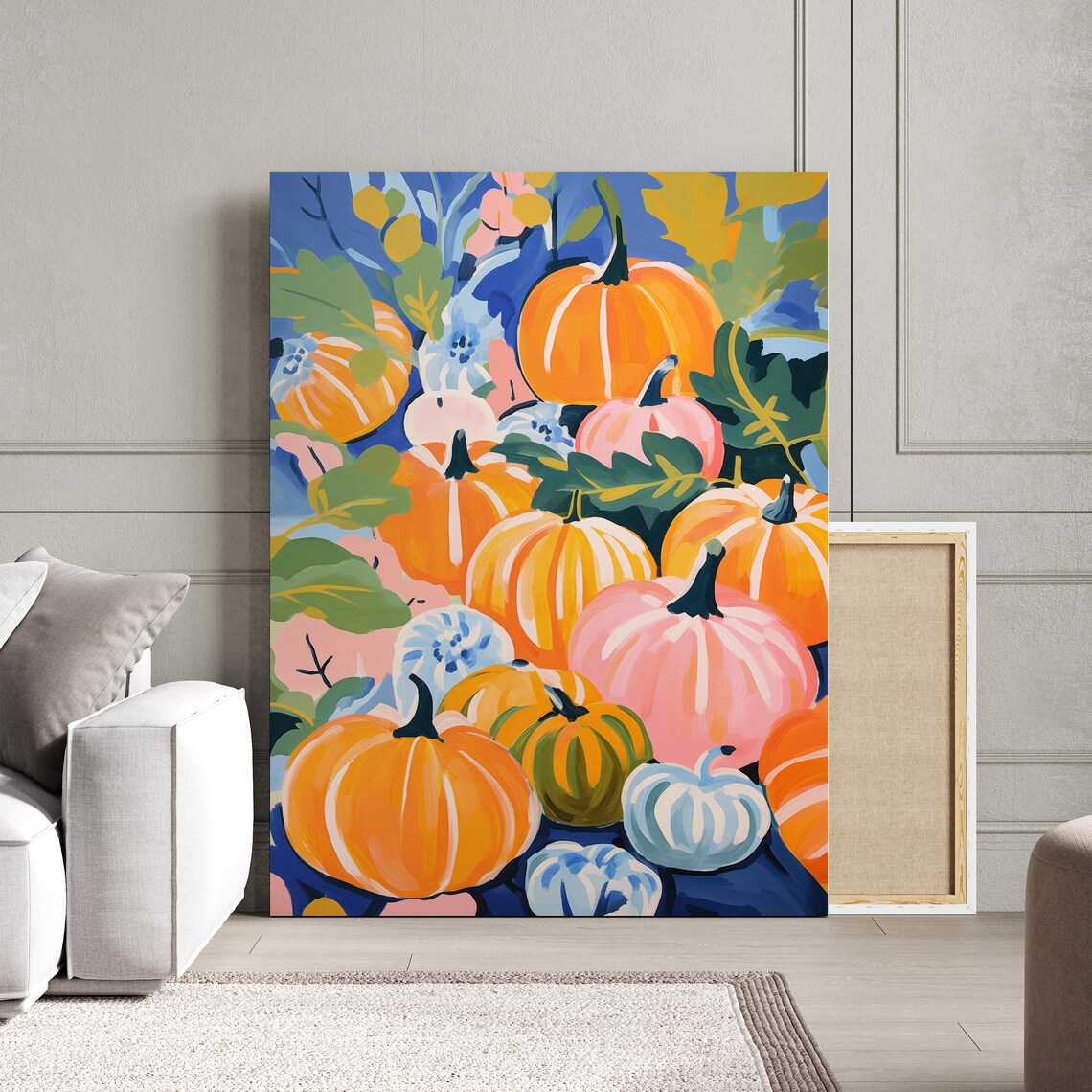 Colorful Pumpkin Patch Autumn Harvest Still Life Painting Poster - Image 3