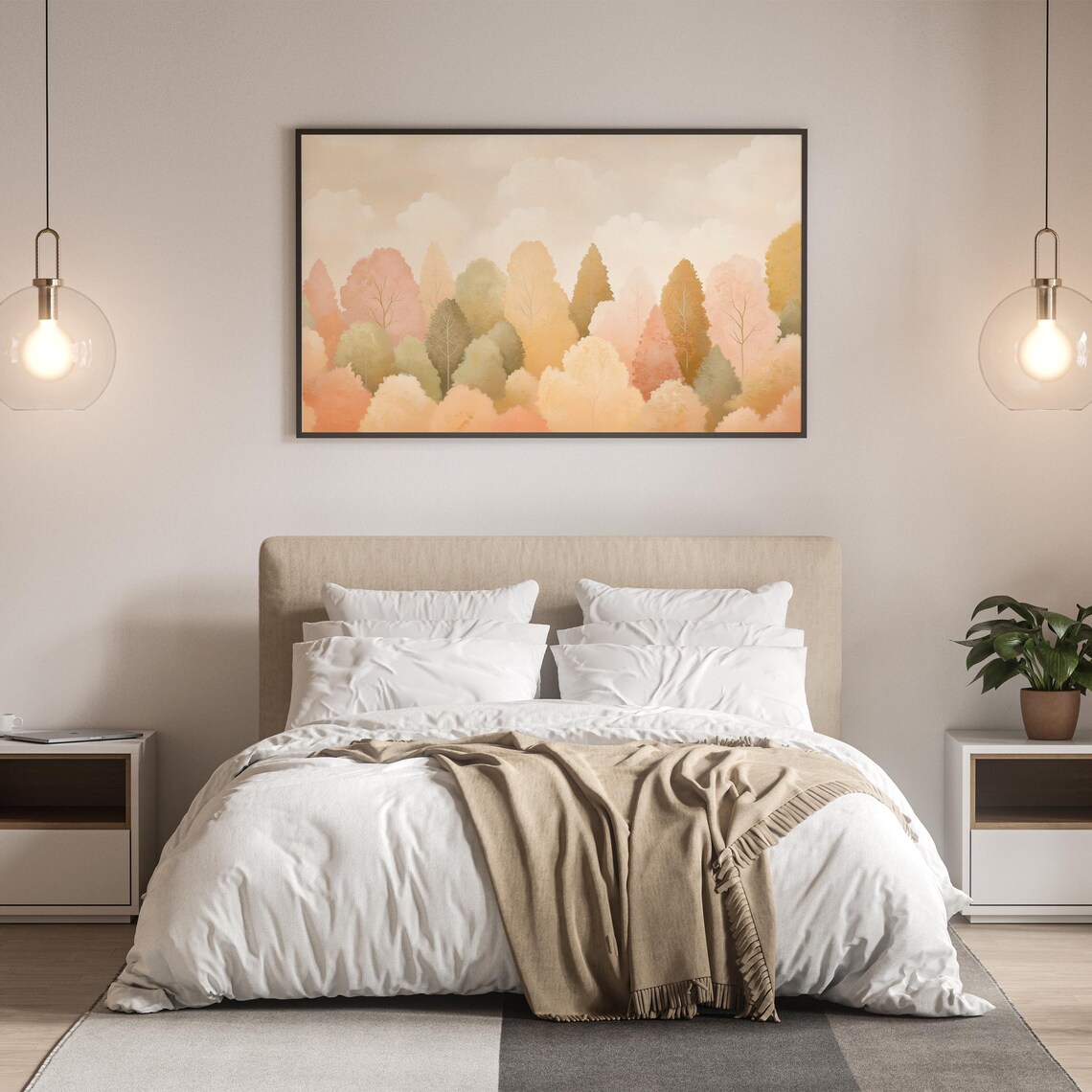 Autumn Forest Painting, Pastel Fall Trees Art Print - Image 4