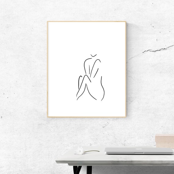 Woman Line Drawing Art Print Minimal Seated Minimalist Female Body Modern Poster Feminist