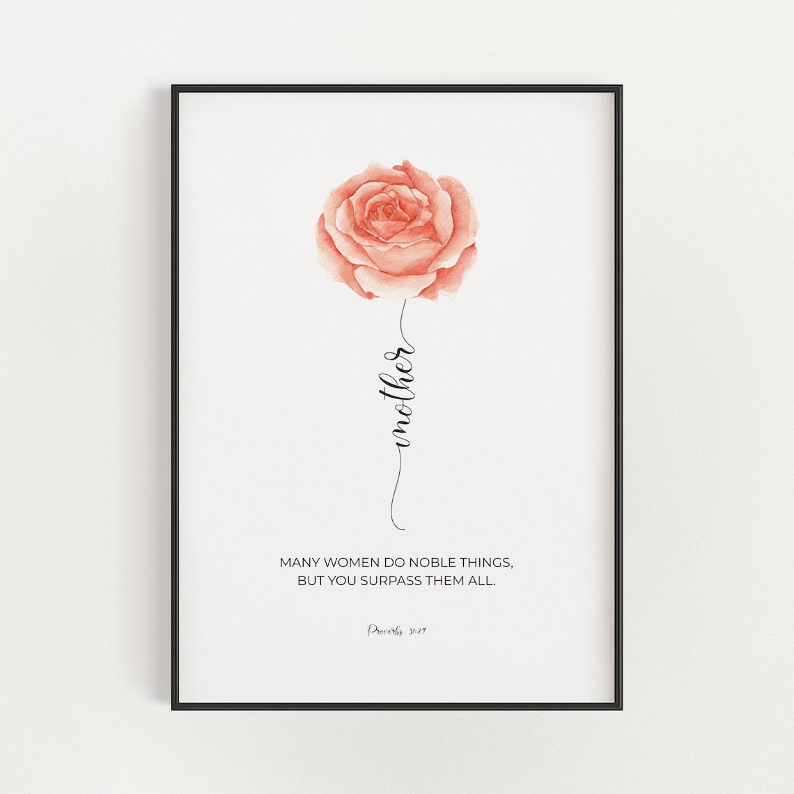 Proverbs 31:29 Watercolor Floral Christian Art Print