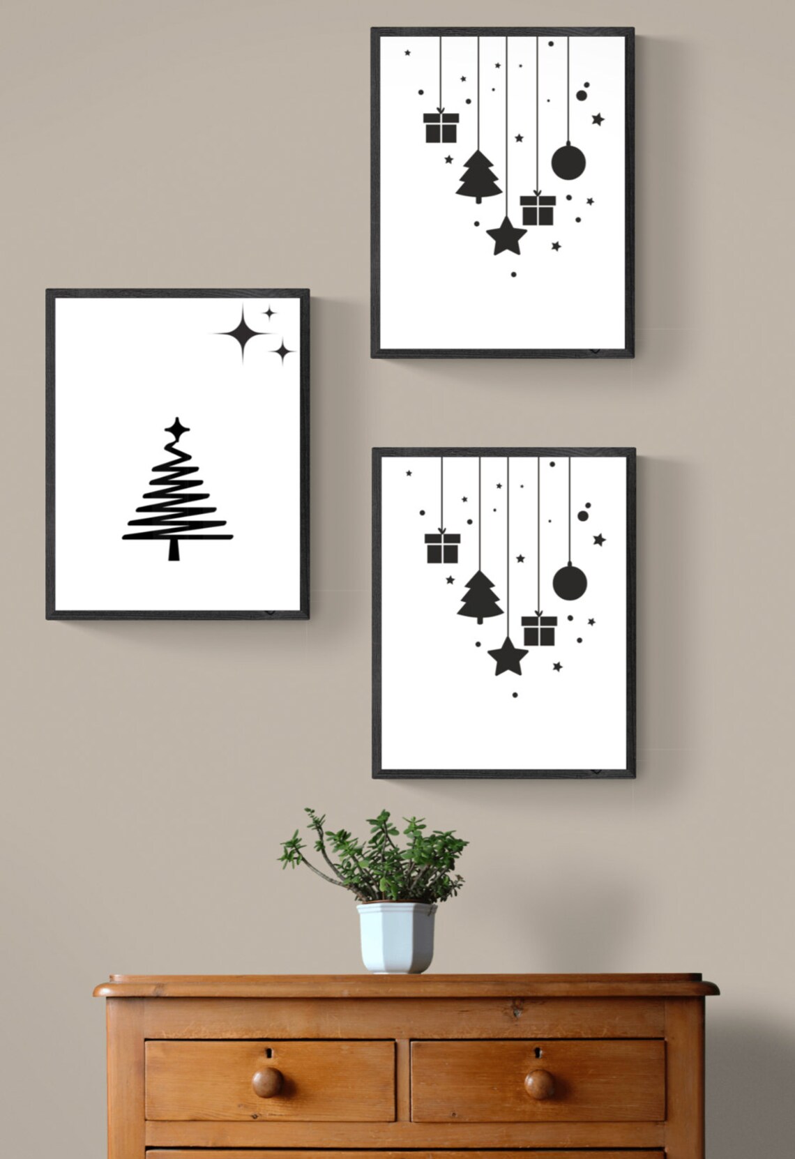Modern Black And White Christmas Art Print - Image 2