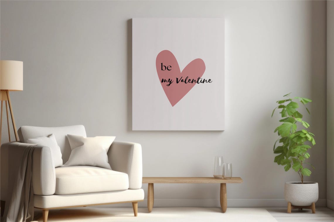 Be My Valentine Heart Minimalist Romantic Modern Quote Wall Poster - Image 3