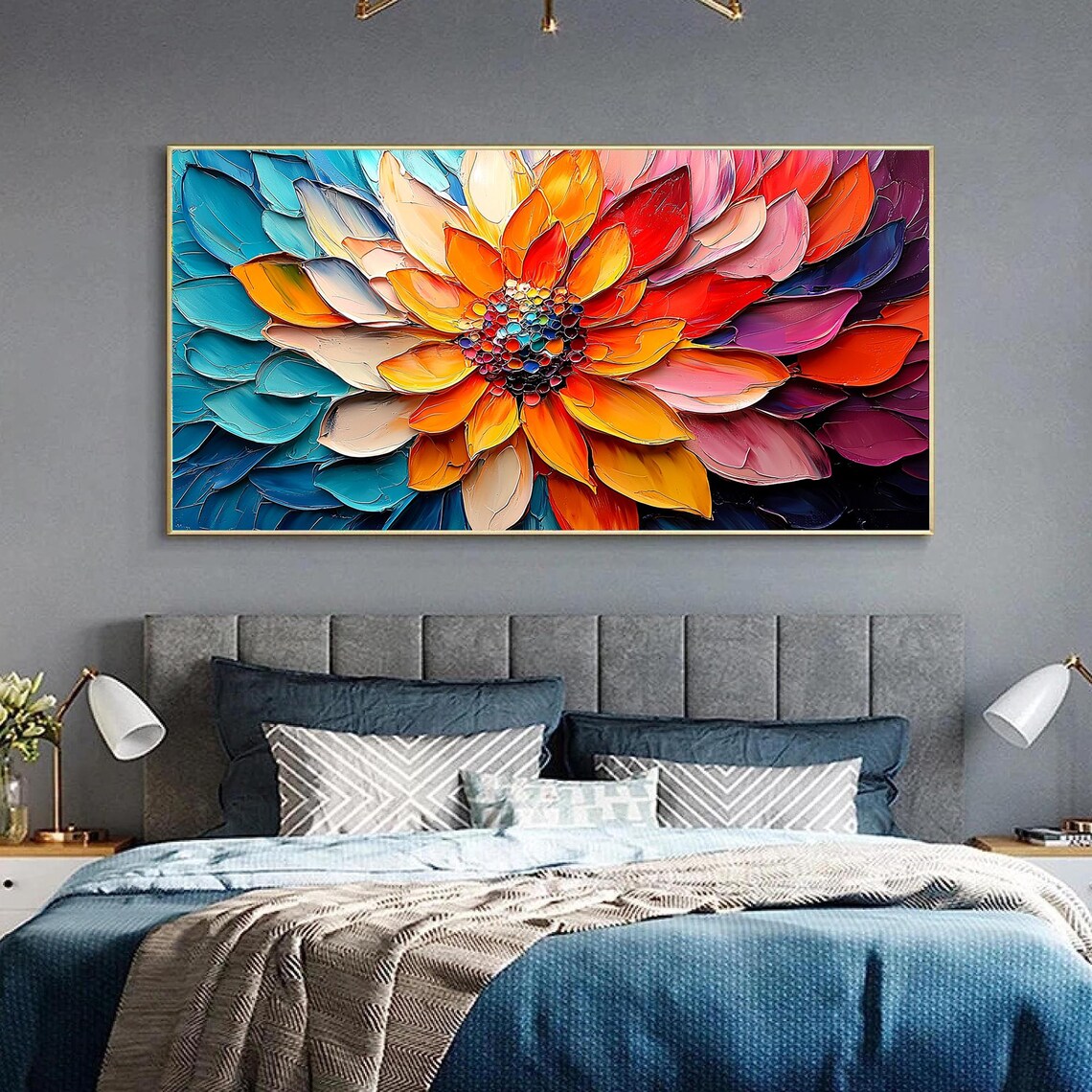 Custom 3D Blooming Flower Oil Painting Wall Art - Image 2