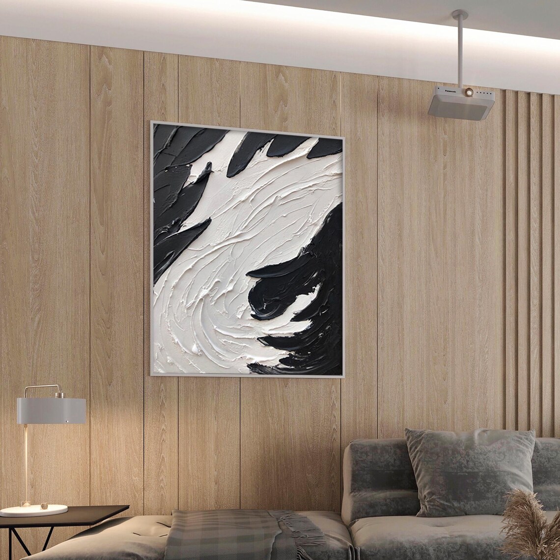 Black And White Swirl Abstract Textured Yin Yang Oil Painting Poster - Image 2