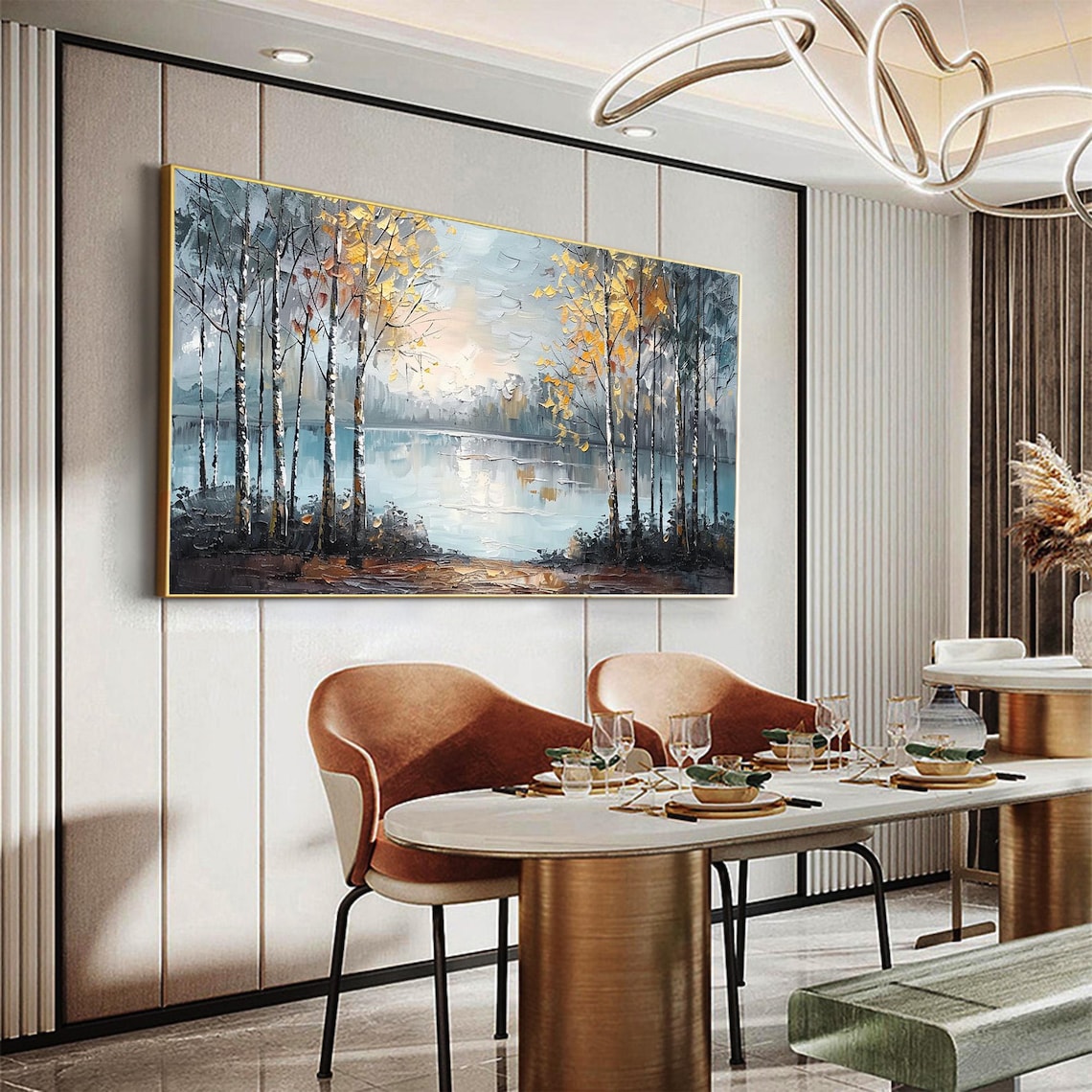 Abstract Forest Landscape Oil Painting, Modern Art Print - Image 4