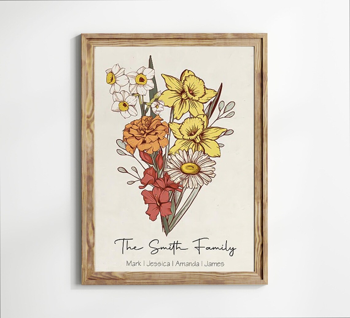 Birth Flower Bouquet, Gift for Grandma and Mom - Image 4