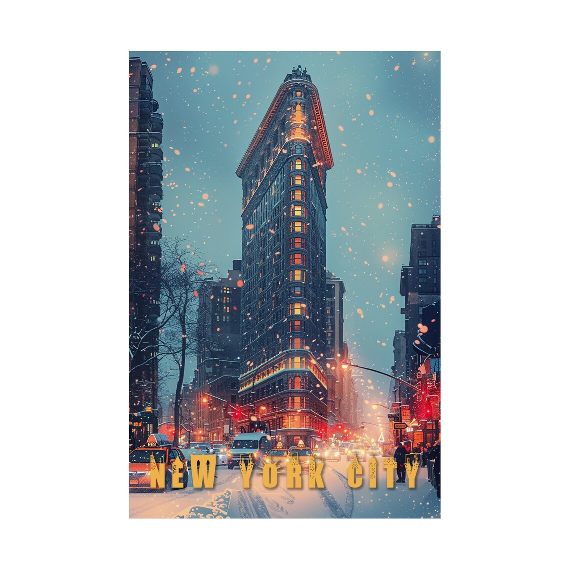 Vintage Flatiron Building Travel Poster, New York City