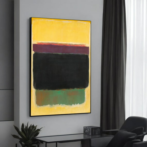 Yellow And Black Abstract Canvas Painting By Mark Rothko Modern Wall Art For Home Decor Unique Gift Ready To Hang
