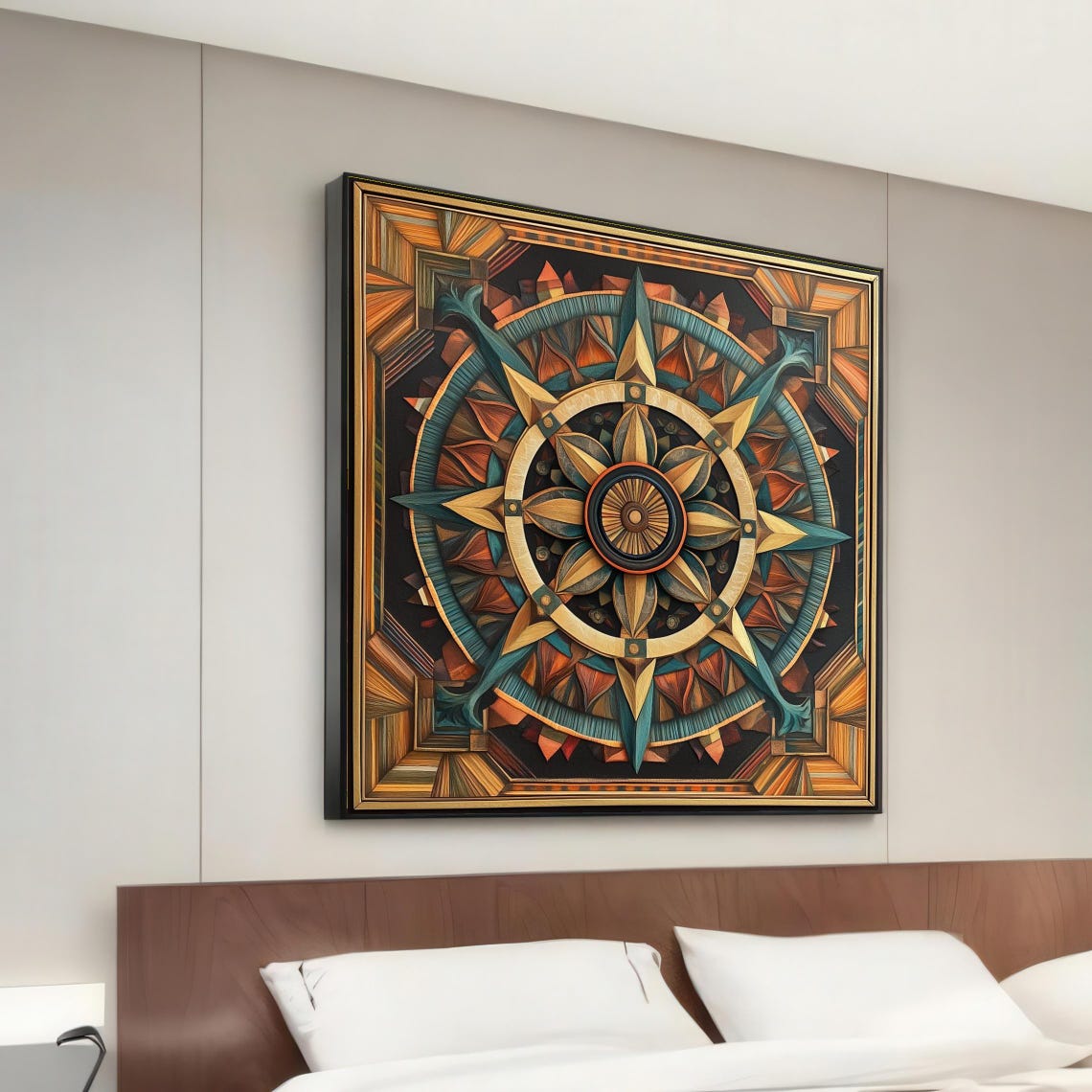 Geometric Mandala Canvas Abstract Wall Art Colorful Poster Graphic Design Ready To Hang Dcor