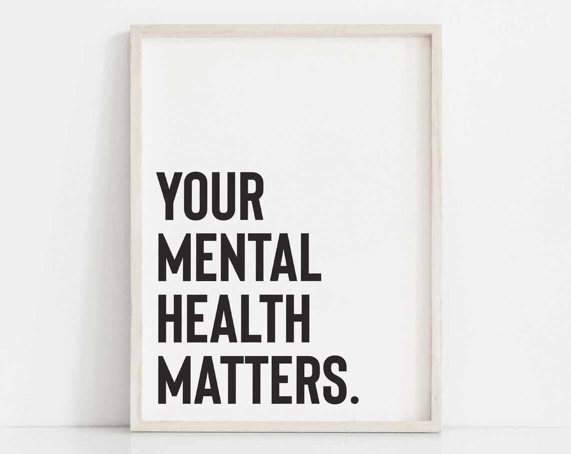 Your Mental Health Matters Bold Black and White Quote Poster