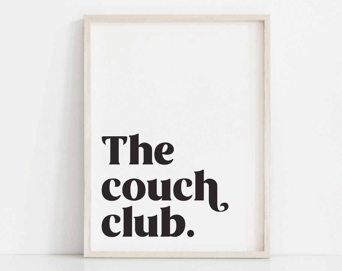 Couch Club Retro Black And White Poster Print