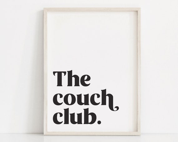 Couch Club Retro Black And White Poster Print