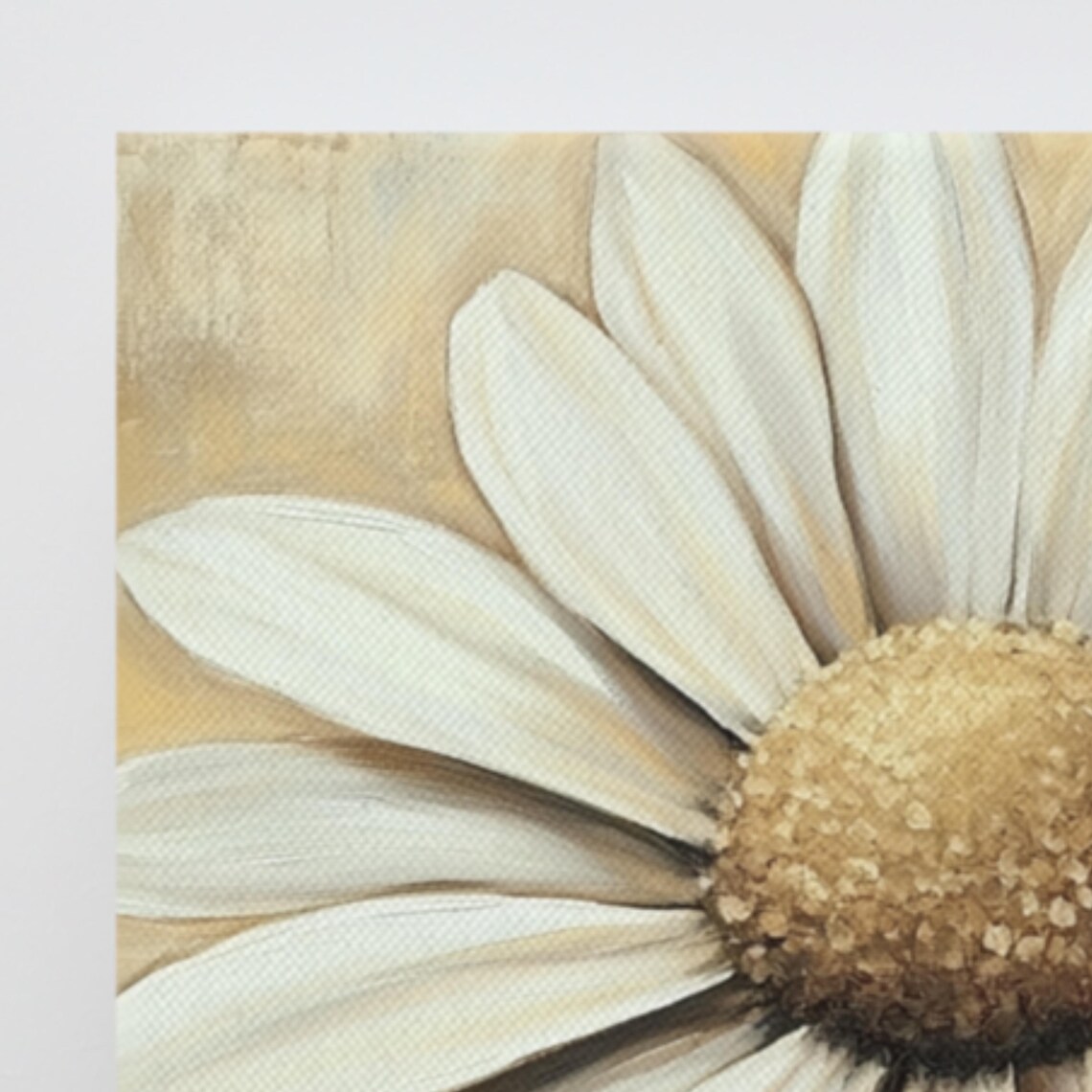 White Daisy Flower Close Up Textured Center Painting Print Poster - Image 3