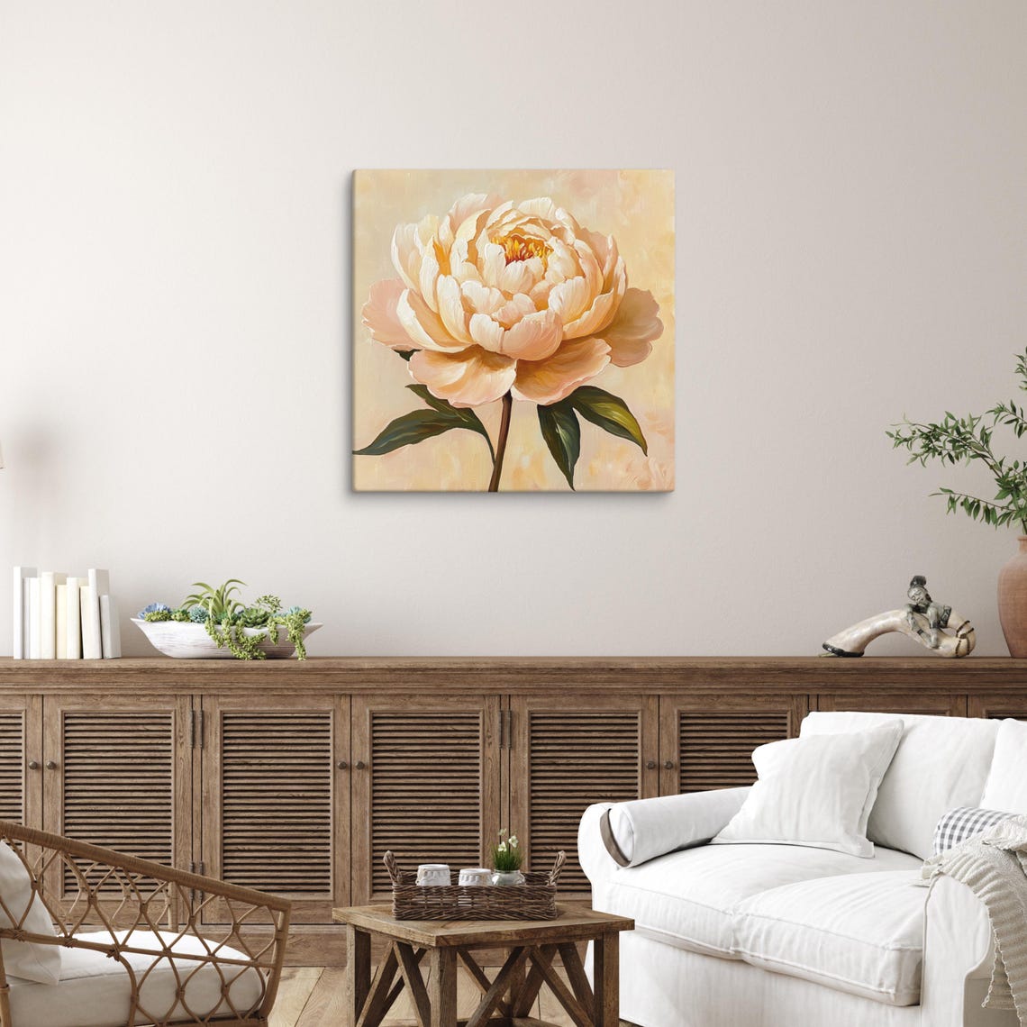 Cream Peony Golden Center Lush Blossom Botanical Floral Art Poster - Image 5