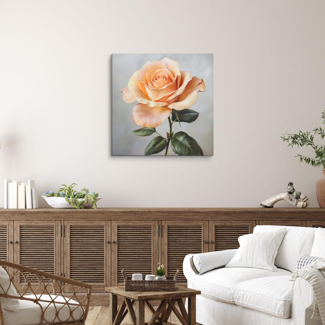 Peach Rose Print Painting Print Flower Art Rose Painting Print Living Room Art Large Wall Art Floral Wall Art - Image 5