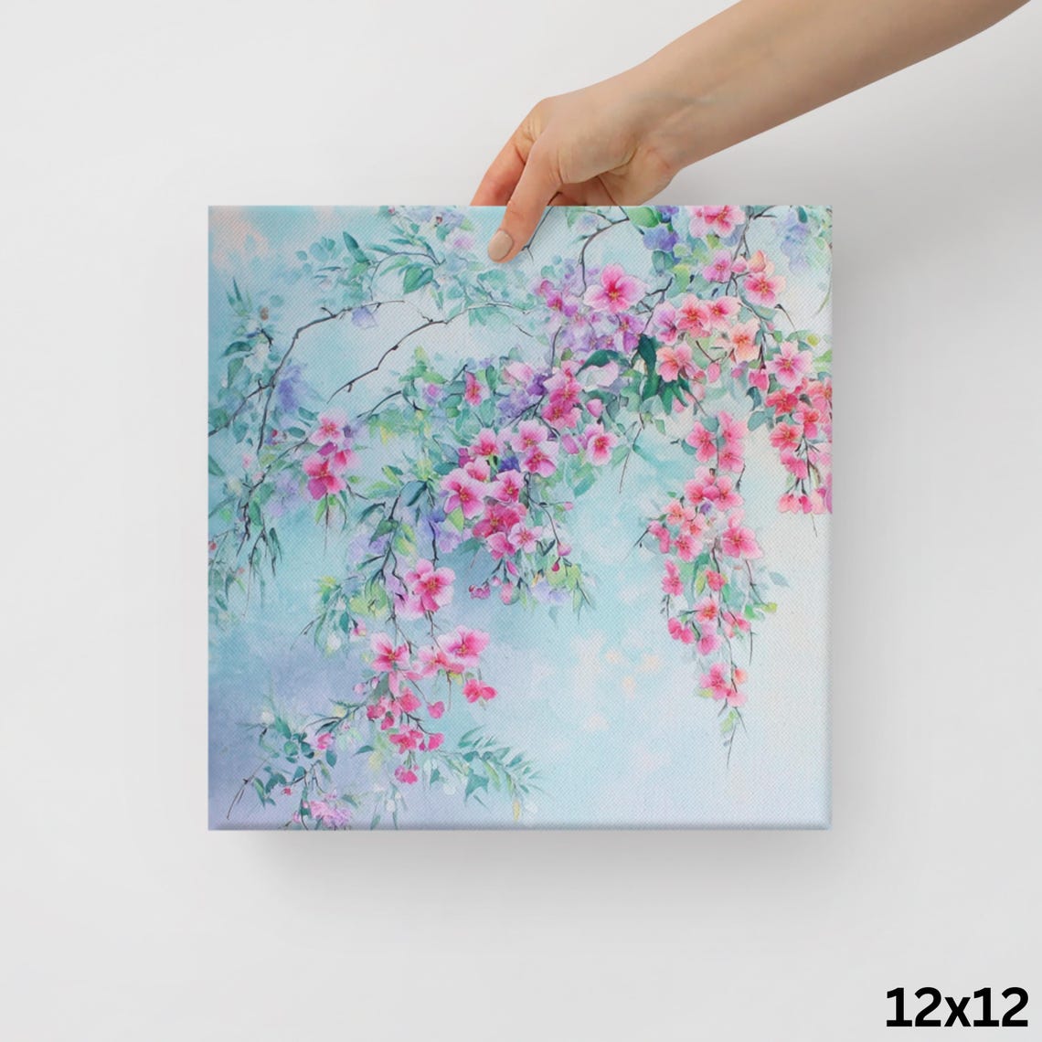 Pink Cherry Blossom Branches Watercolor Spring Painting Print - Image 2