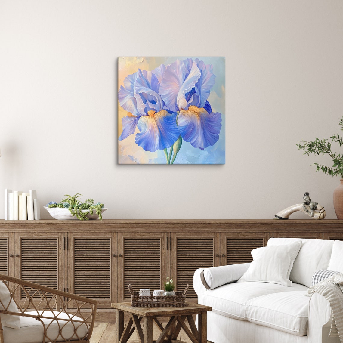 Blue Purple Iris Flower Close-Up Impressionist Bloom Art Poster - Image 2