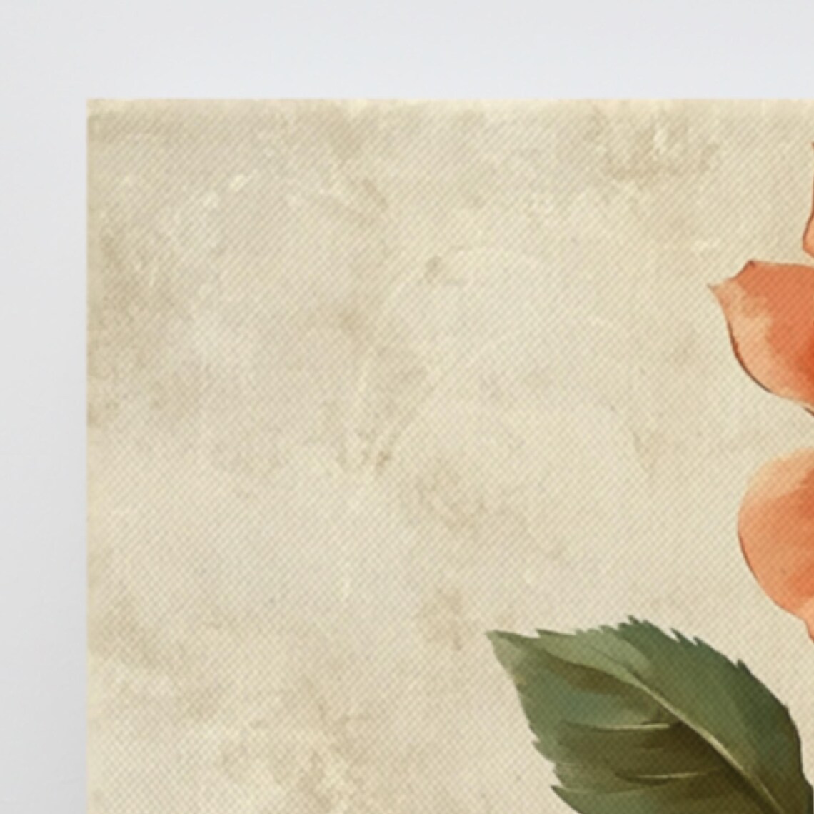 Coral Orange Rose Vintage Beige Botanical Painting Art Poster - Image 4