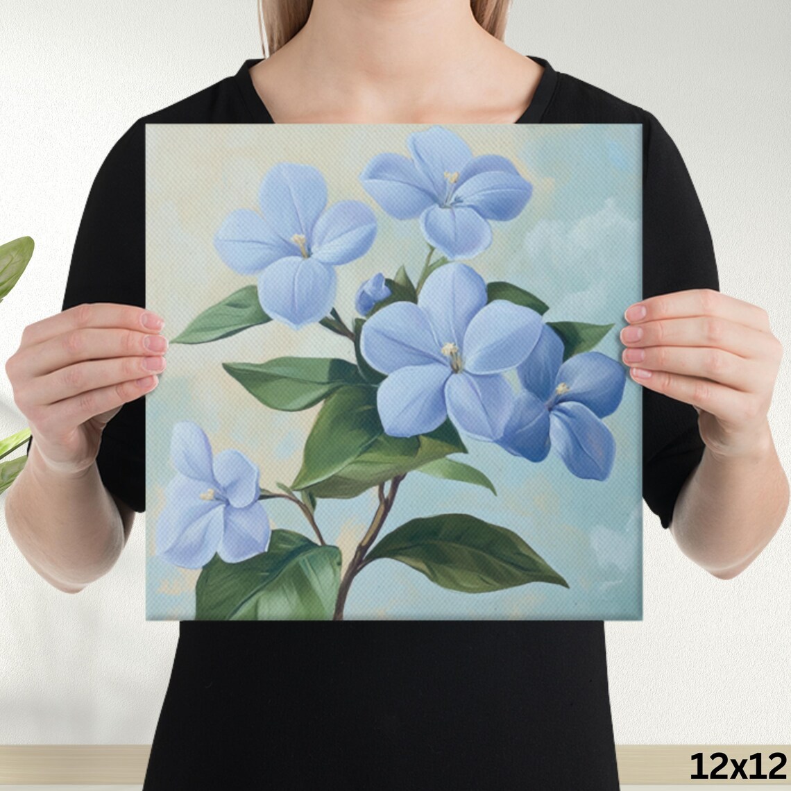 Blue Leadwood Flowers Soft Pastel Cluster Botanical Painting Print - Image 5
