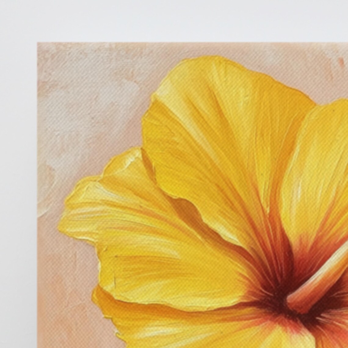 Yellow Hibiscus Tropical Bloom Peach Botanical Floral Art Poster - Image 4