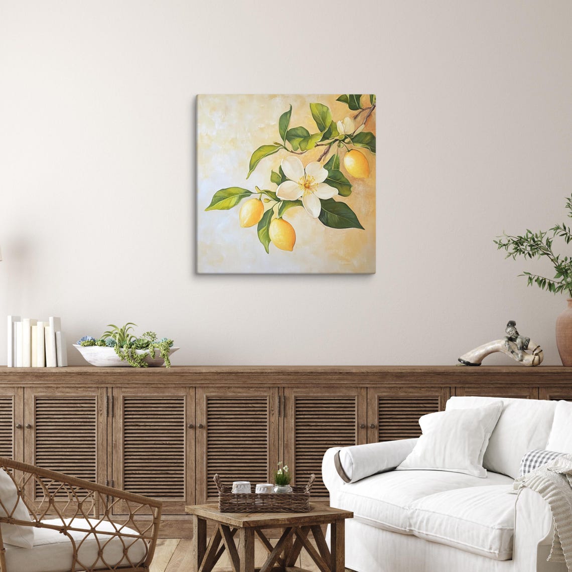Lemon Blossom Yellow Lemons Branch Warm Yellow Floral Art Poster - Image 3