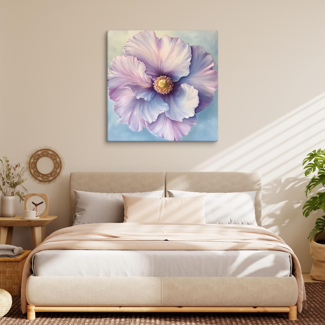 Lavender Rose Of Sharon Bloom Golden Center Floral Art Poster - Image 3
