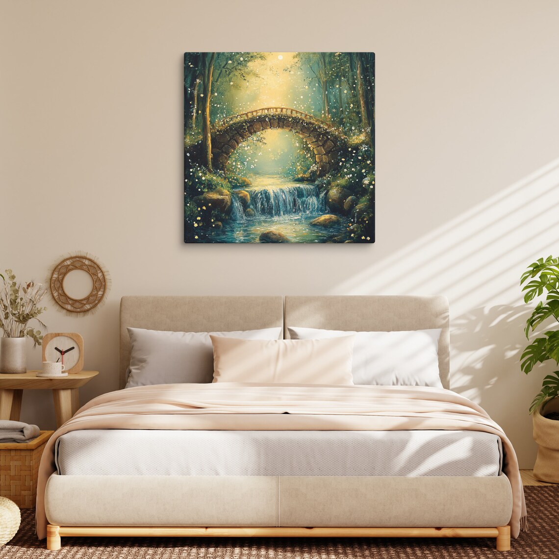 Magical Bridge Print Wall Art Painting Print Waterfall Art Forest Wall Art Magical Forest Mystical Wall Art - Image 2