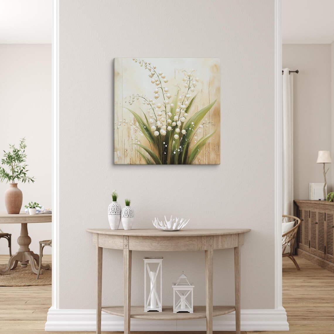 Lily Of The Valley White Bells Green Leaves Painting Print Poster - Image 3