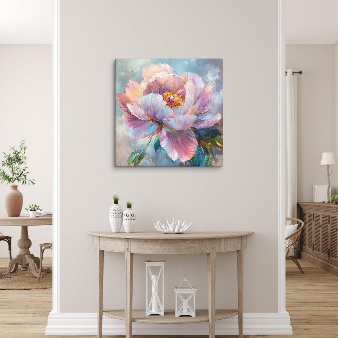 Chinese Peony Bloom Impasto Pastel Petals Floral Art Wall Poster - Image 5