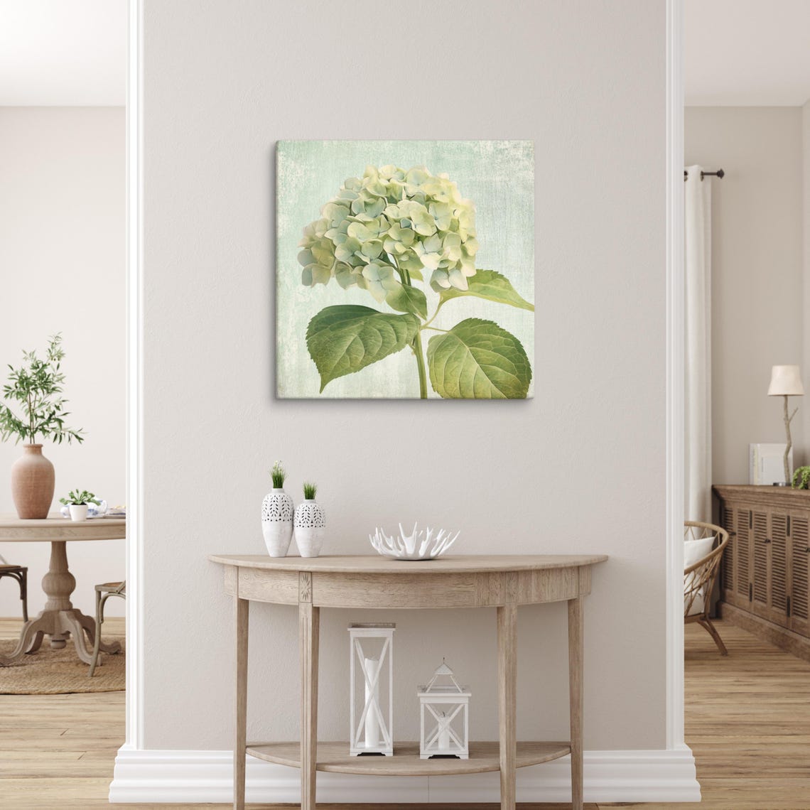White Green Hydrangea Bloom Vintage Botanical Style Art Poster - Image 5