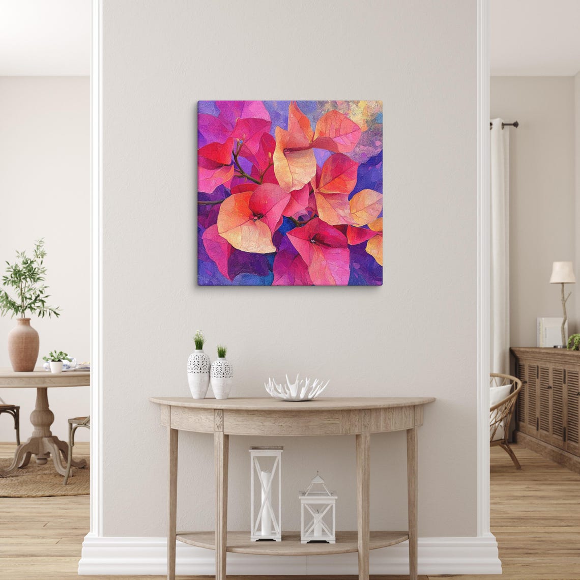 Bougainvillea Pink Orange Violet Abstract Floral Painting Poster - Image 2