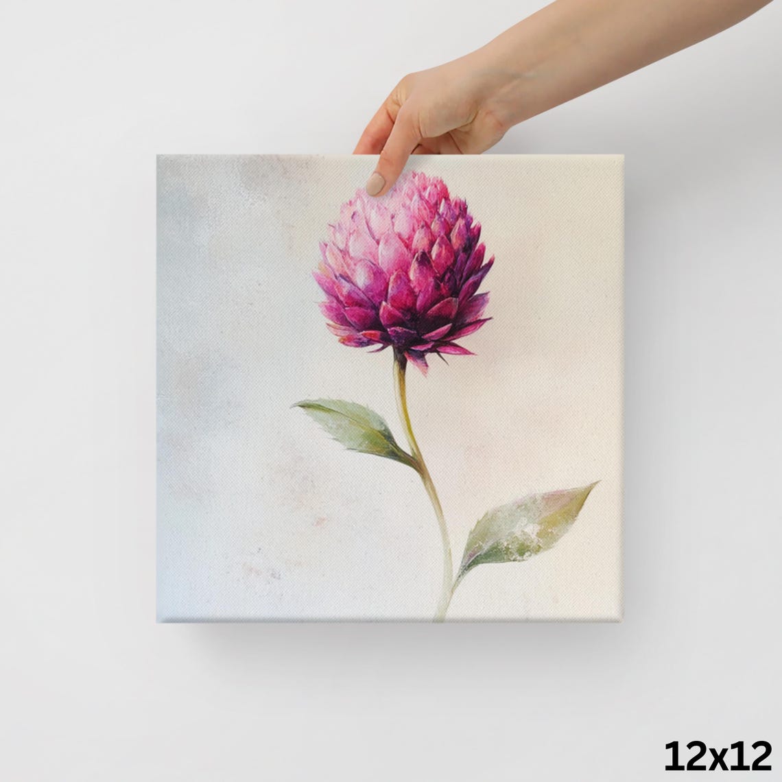 Pink Globe Amaranth Single Round Bloom Botanical Floral Art Poster - Image 2