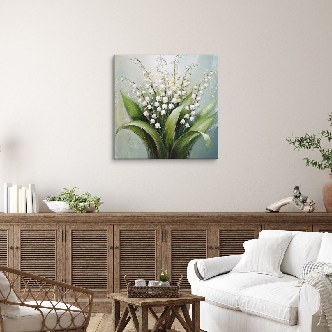 Lily Of The Valley Print Large Painting Print Flower Wall Art Nature Art Lily Of The Valley Painting Print Plant Art - Image 2