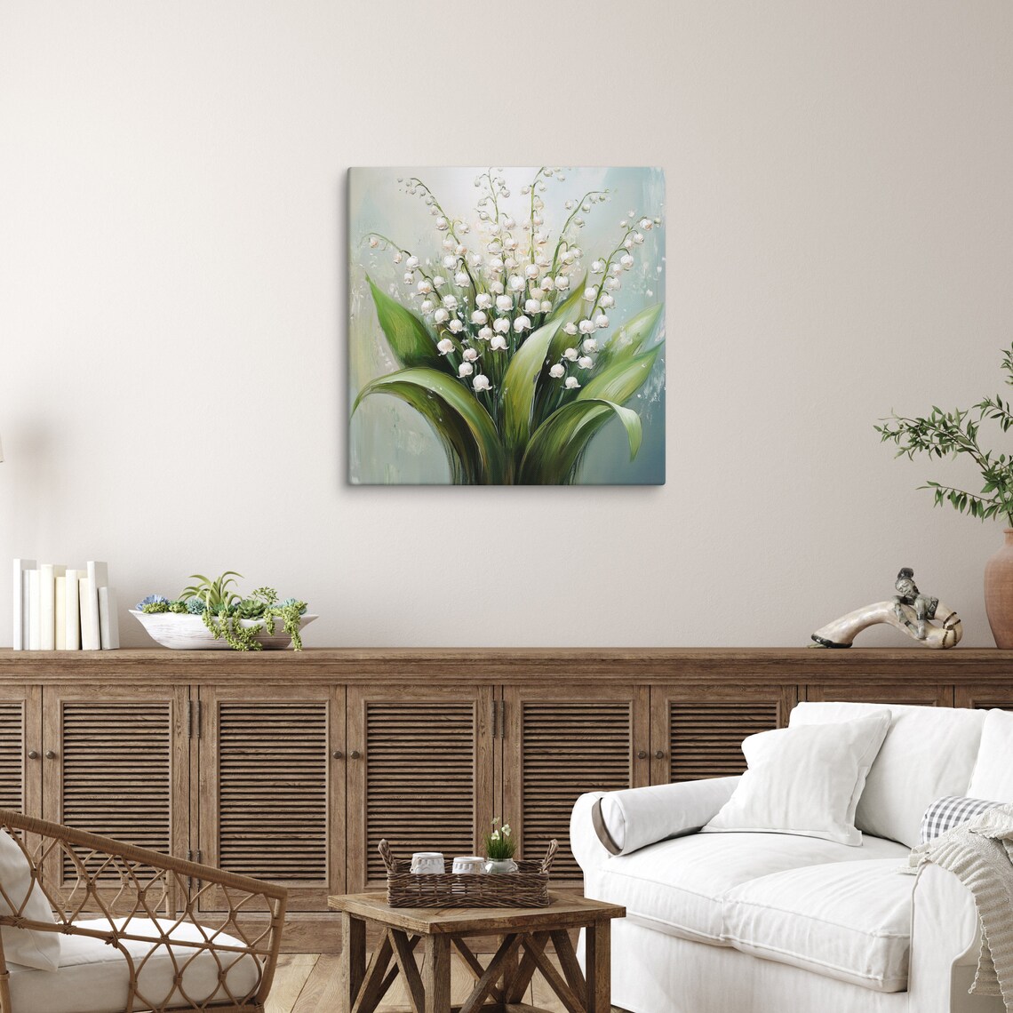 Lily of the Valley White Bells Green Botanical Floral Art Poster - Image 2