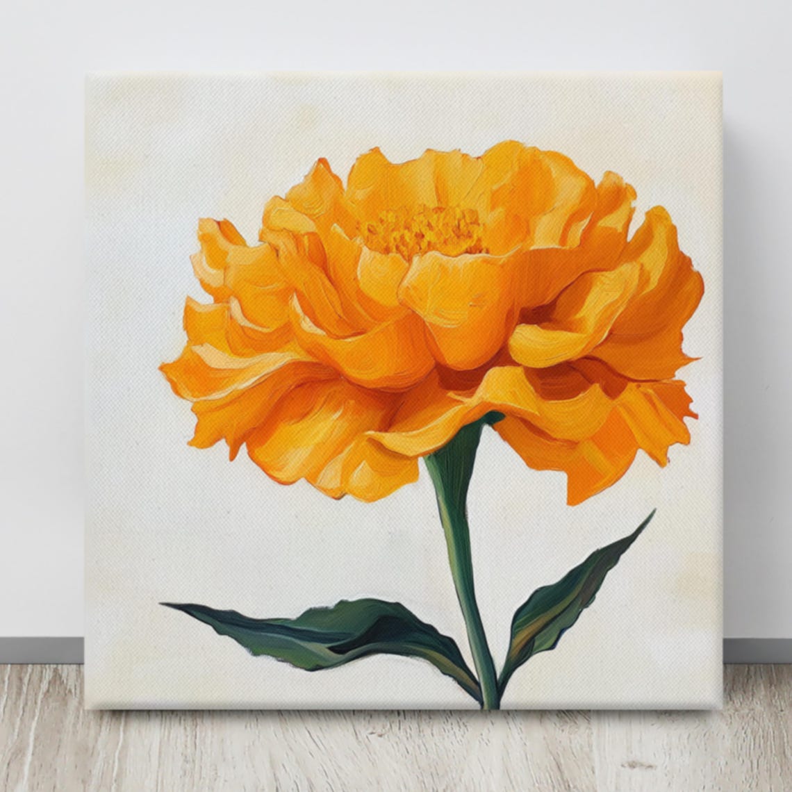 Golden Orange Marigold Flower Single Bloom On White Art Poster - Image 4