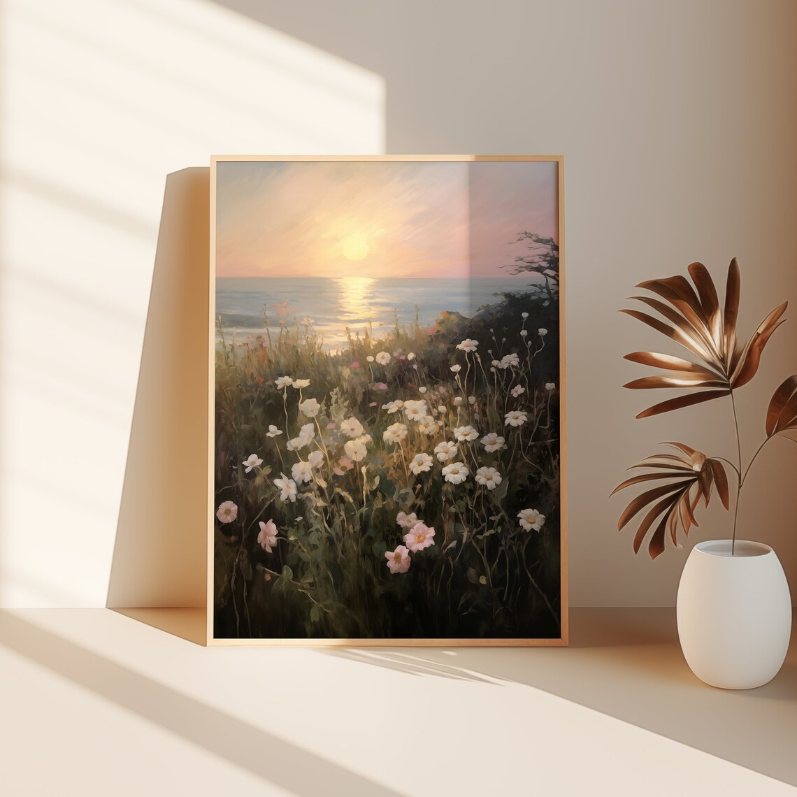 Summer Sunrise Wildflower Beach Print, Vintage Floral - Image 3