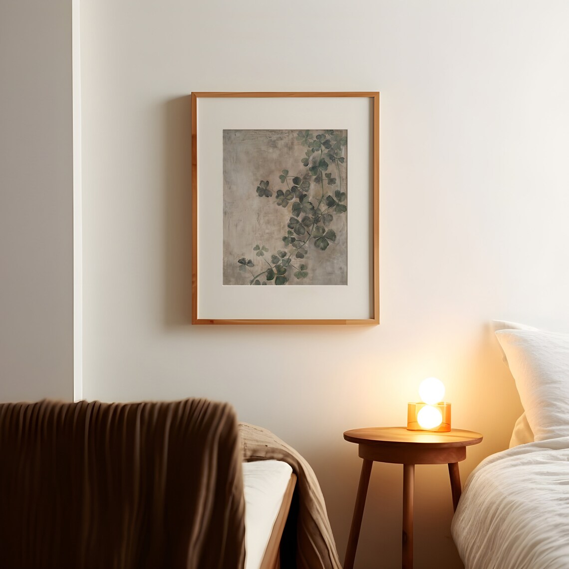 Trailing Shamrock Clover Vine Minimalist Neutral Saint Patrick's Poster - Image 2