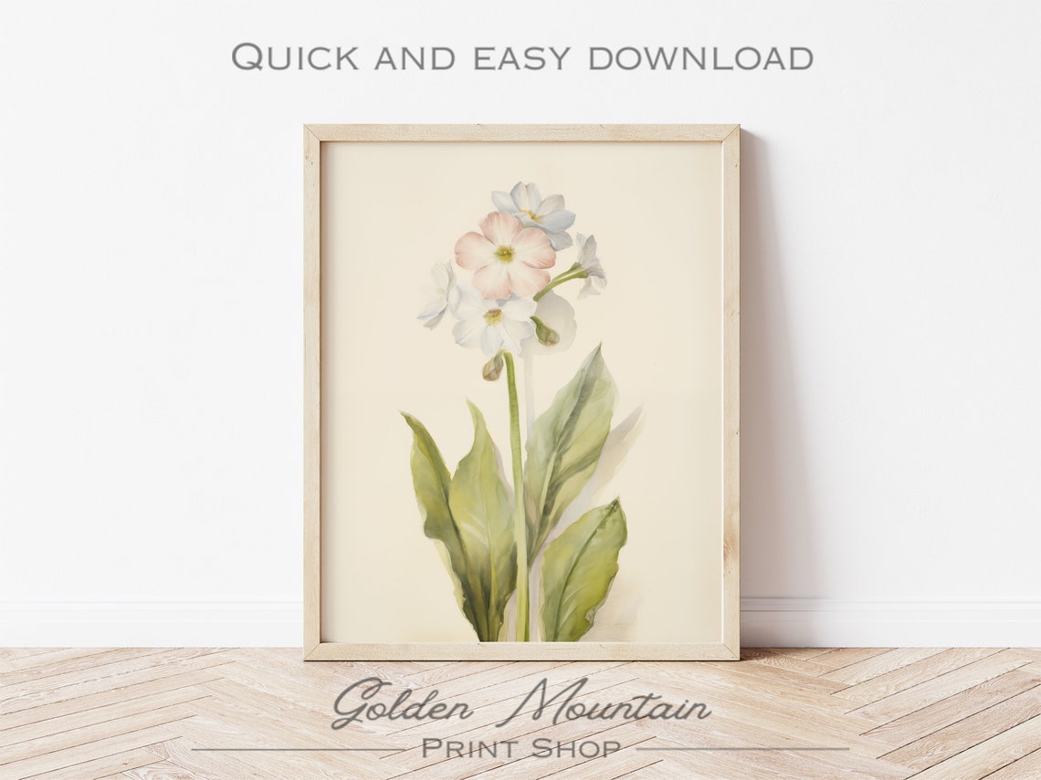 Watercolor Blossom Stem Pink White Floral Botanical Wall Art - Image 3