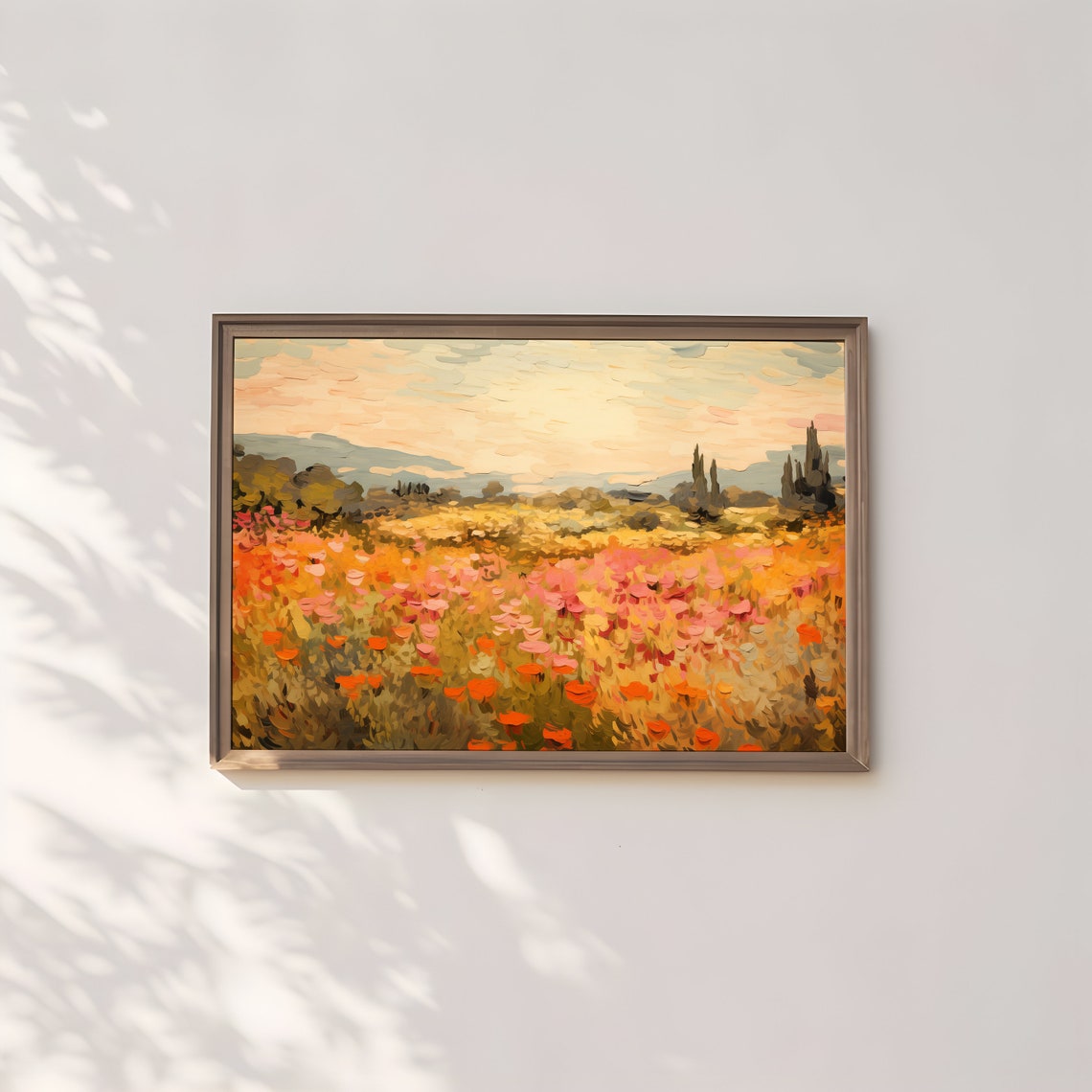 Sunset Wildflower Field Orange Poppies Impressionist Meadow Poster - Image 3