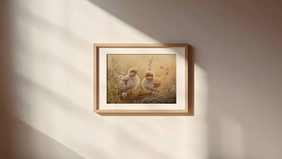 Baby Chicks Golden Wheat Field Spring Farmhouse Decor Wall Art - Image 2