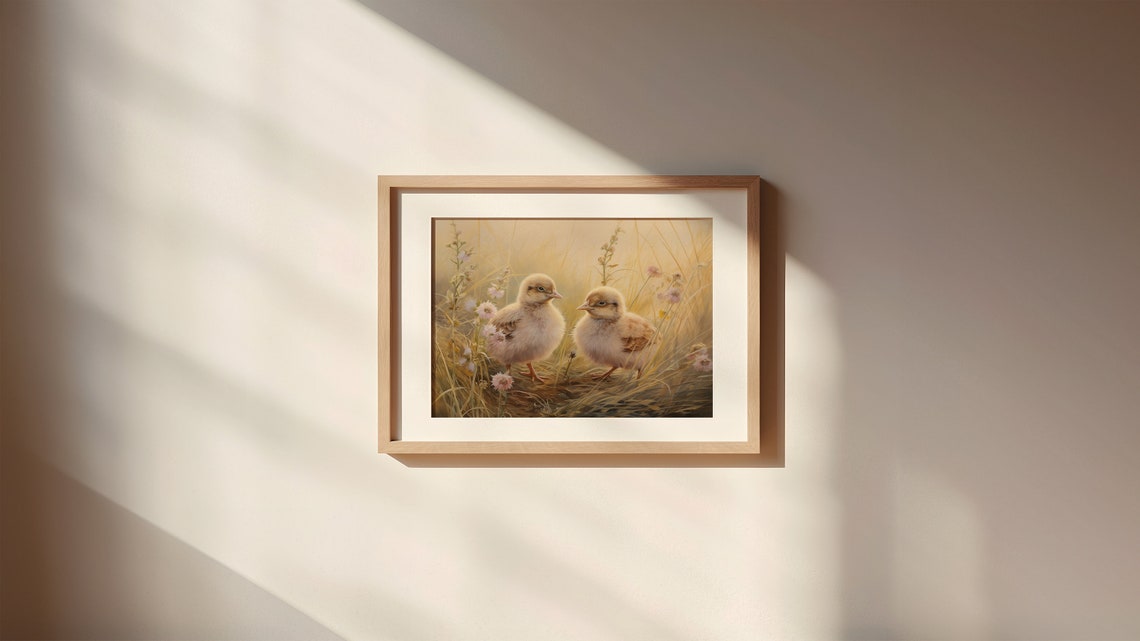Easter Wall Art Farmhouse Print Vintage Wildflower Art Cute Chick Vintage Easter Decor Spring Nursery Room Wall Art - Image 2