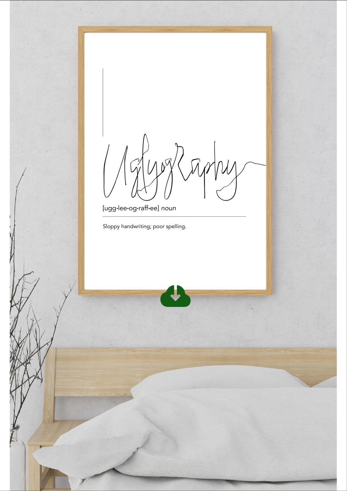 Uglyography Funny Sloppy Handwriting Definition White Script Poster - Image 4