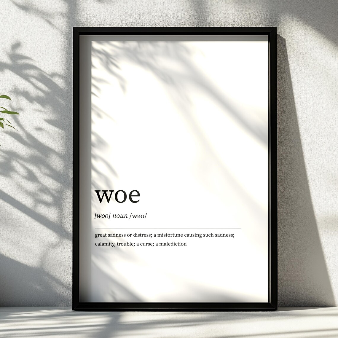 Woe Definition Print Minimalist Wall Art 19 Sizes