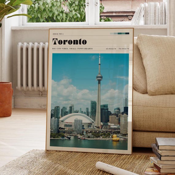 Toronto Canada Print Travel Poster Retro Art Personalised Photo Gift For Her Living Room Decor Cityscape Landscape