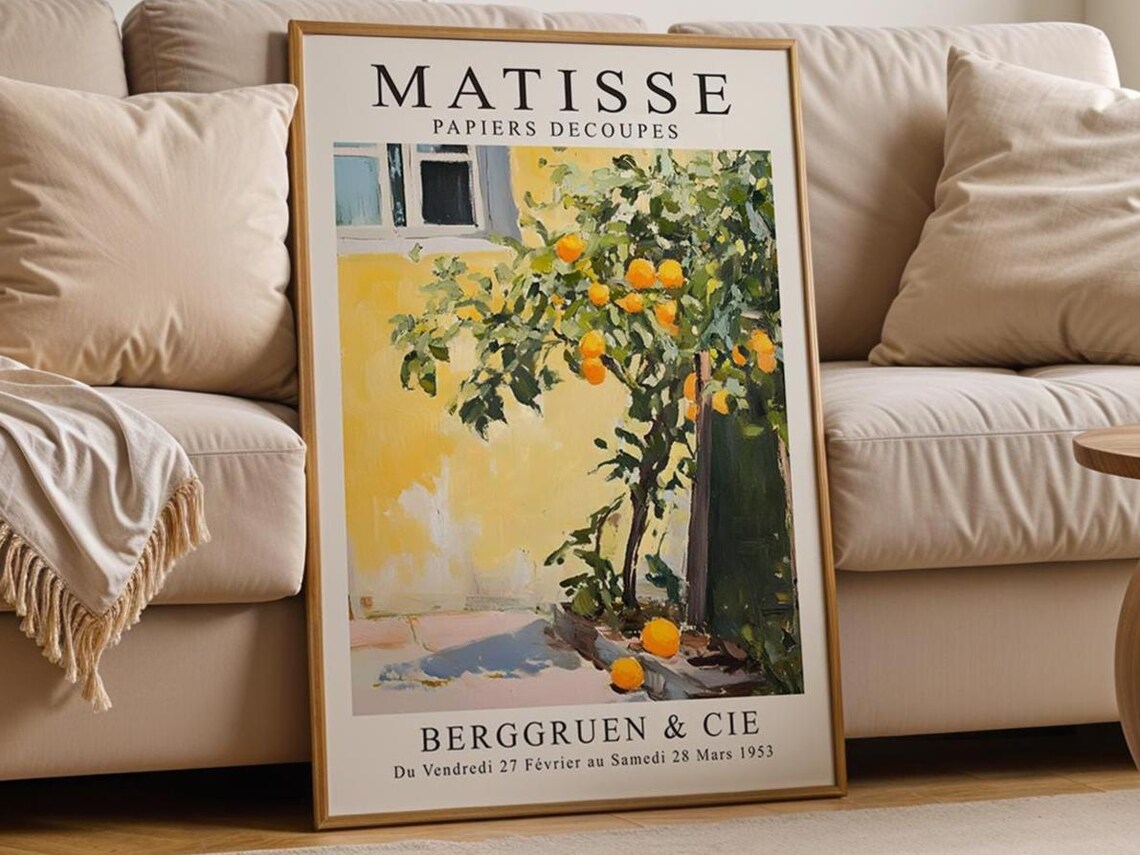 Matisse Inspired Orange Tree Print Mediterranean Botanical Wall Art