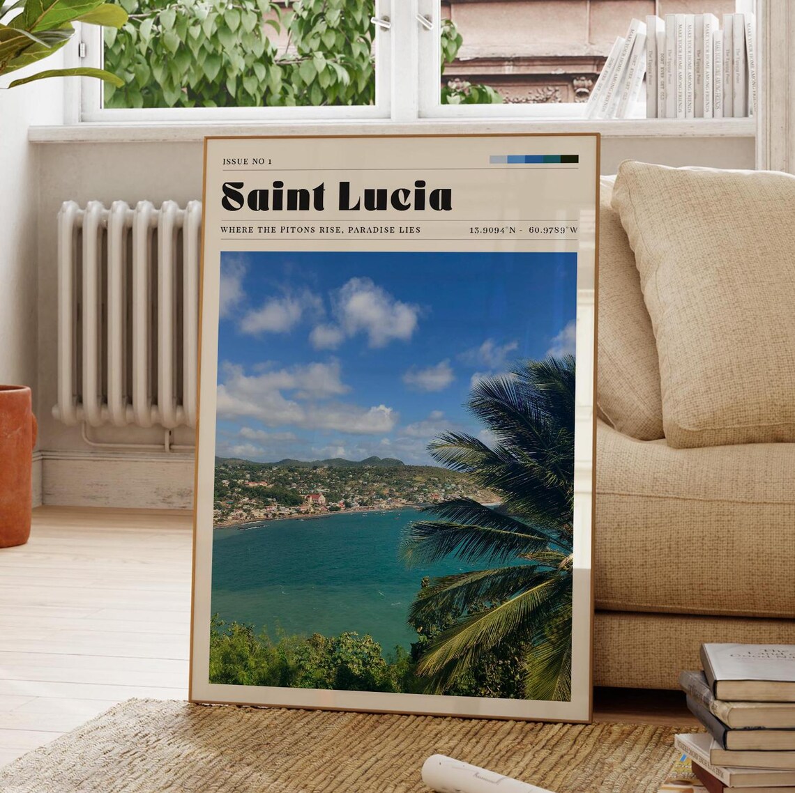 Saint Lucia Tropical Bay Paradise Magazine Style Travel Wall Poster