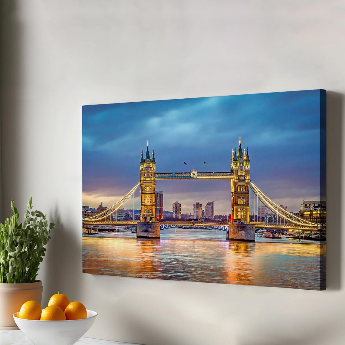 London Tower Bridge Night Lights River Thames Illuminated City Poster