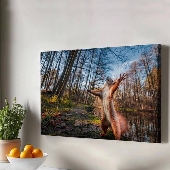 Squirrel Decorative Canvas Painting Housewarming Gifts Animal Modern Wall Art Decor