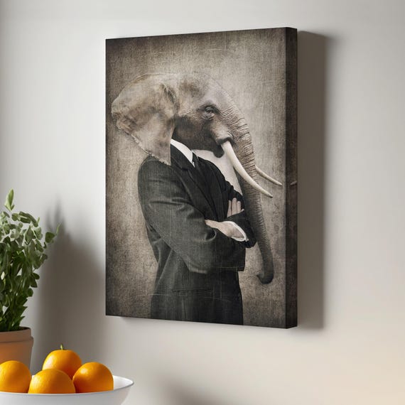 Human With Elephant Canvas Art Housewarming Gifts Wall Decor Gift For Nature Enthusiasts Large Animal